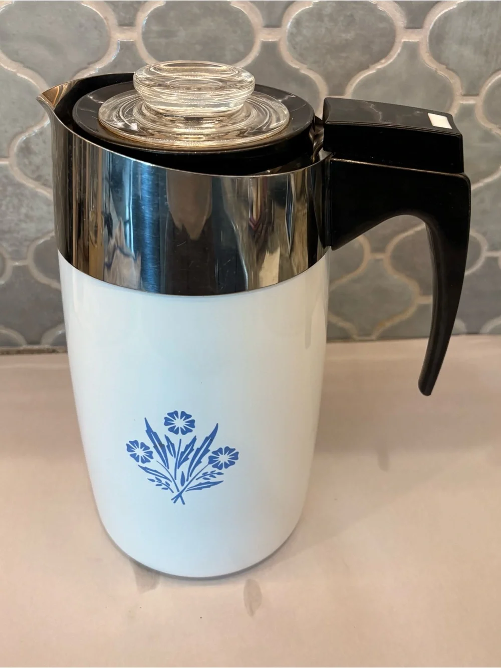 Vintage CorningWare Blue Cornflower 10-Cup Electric Percolator E-1210